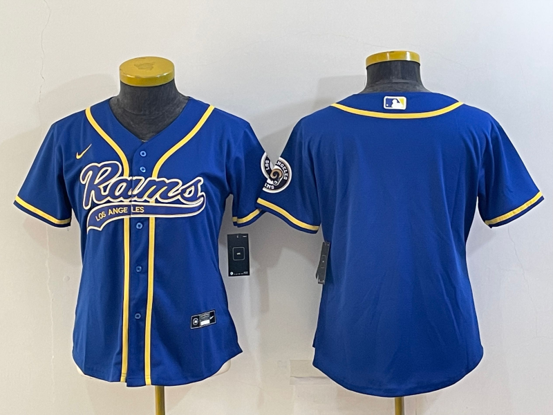 Youth Los Angeles Rams Blank Royal With Patch Cool Base Stitched Baseball Jersey